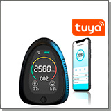 Умный автономный Tuya Wi-Fi датчик-детектор 3 в 1 - HTI-0131-BT углекислый газ (CO2)+влажность+температура